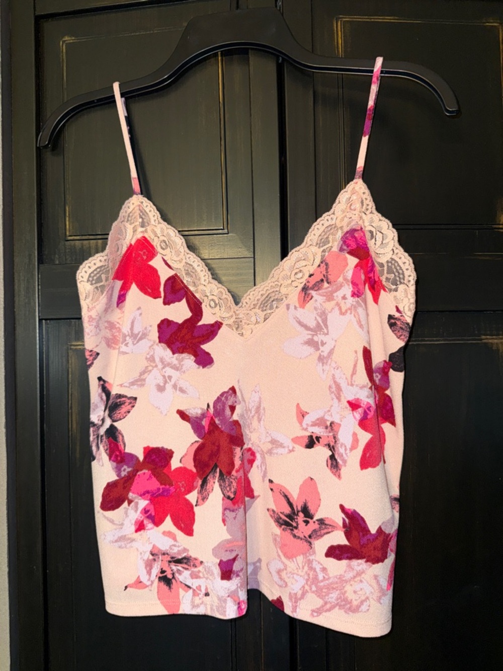 Express Pink Floral Lace-Trim Cami